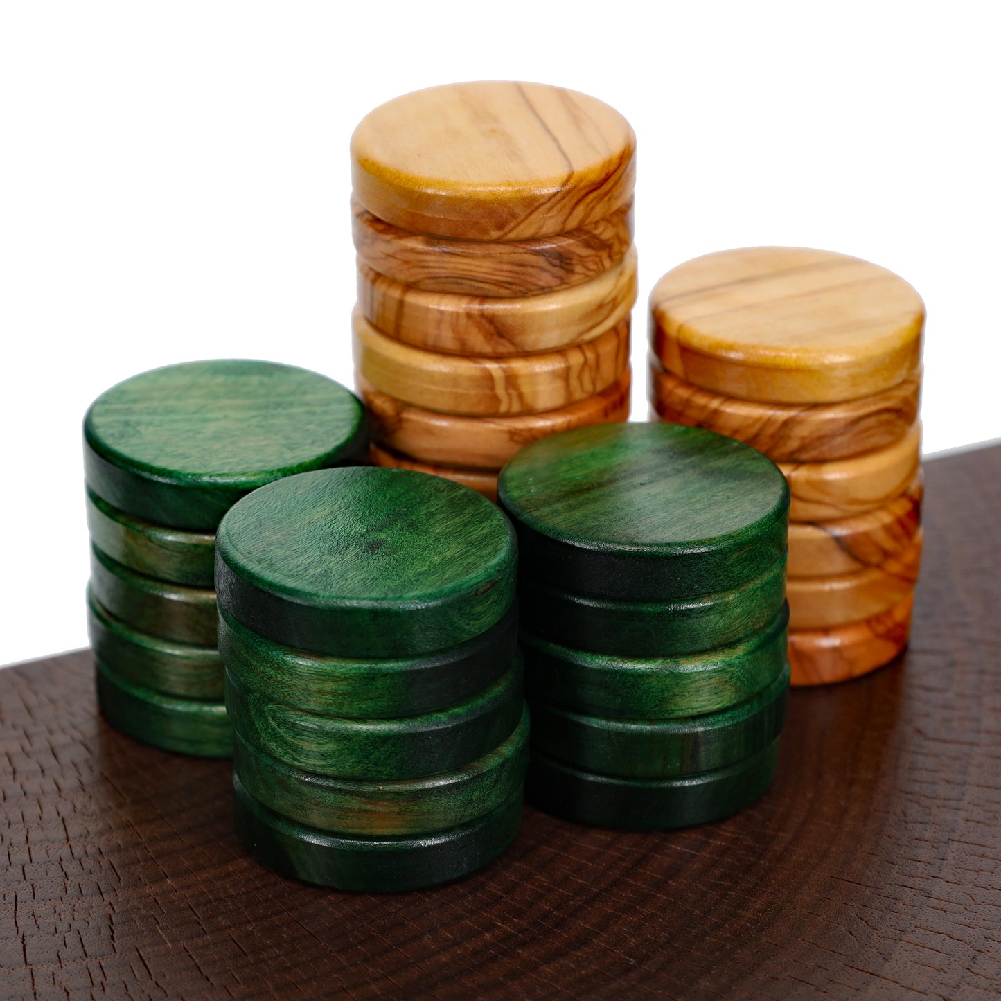 WE Games Olive Wood Backgammon Checkers/Chips
