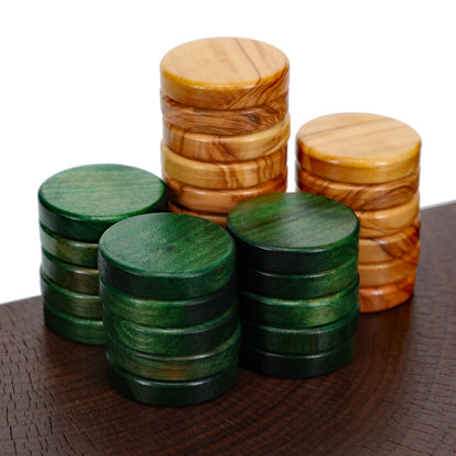 WE Games Olive Wood Backgammon Checkers/Chips