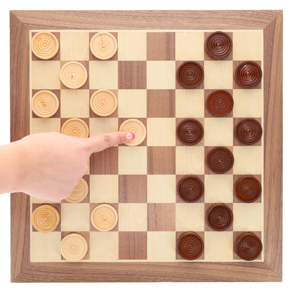 WE Games Wooden Checkers with Stackable Ridges