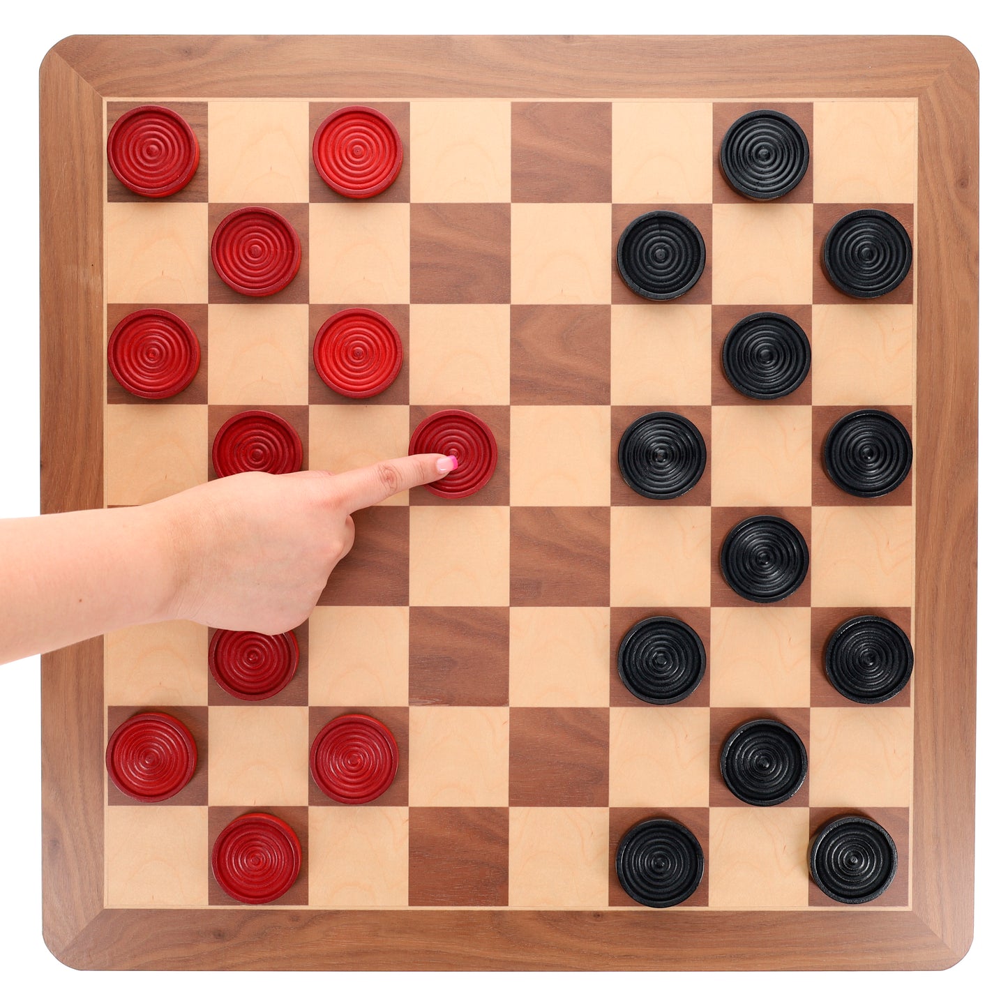 WE Games Wooden Checkers with Stackable Ridges