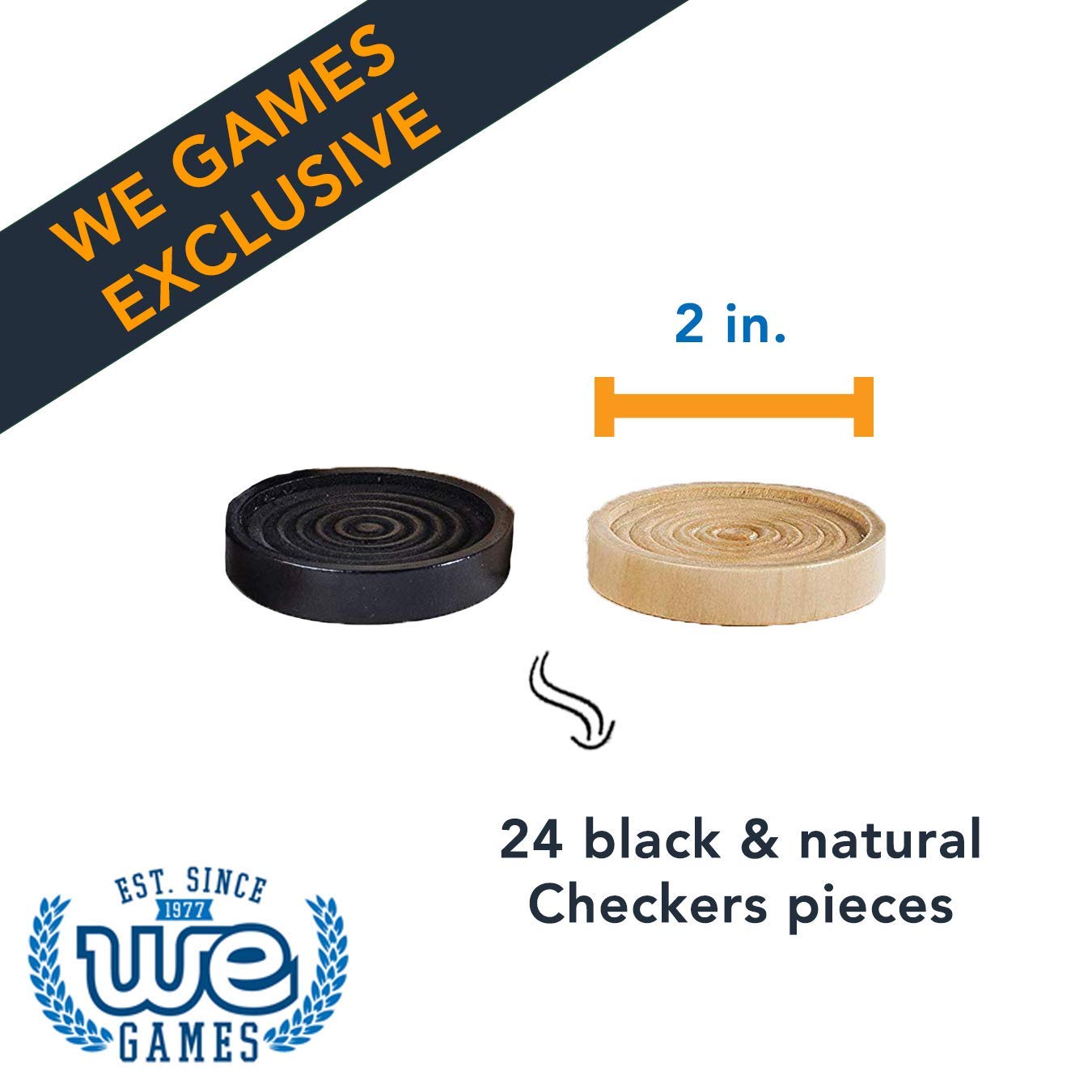 WE Games Wooden Checkers with Stackable Ridges