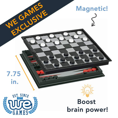 WE Games Magnetic 3-in-1 Combination Game Travel Set - 8 inches