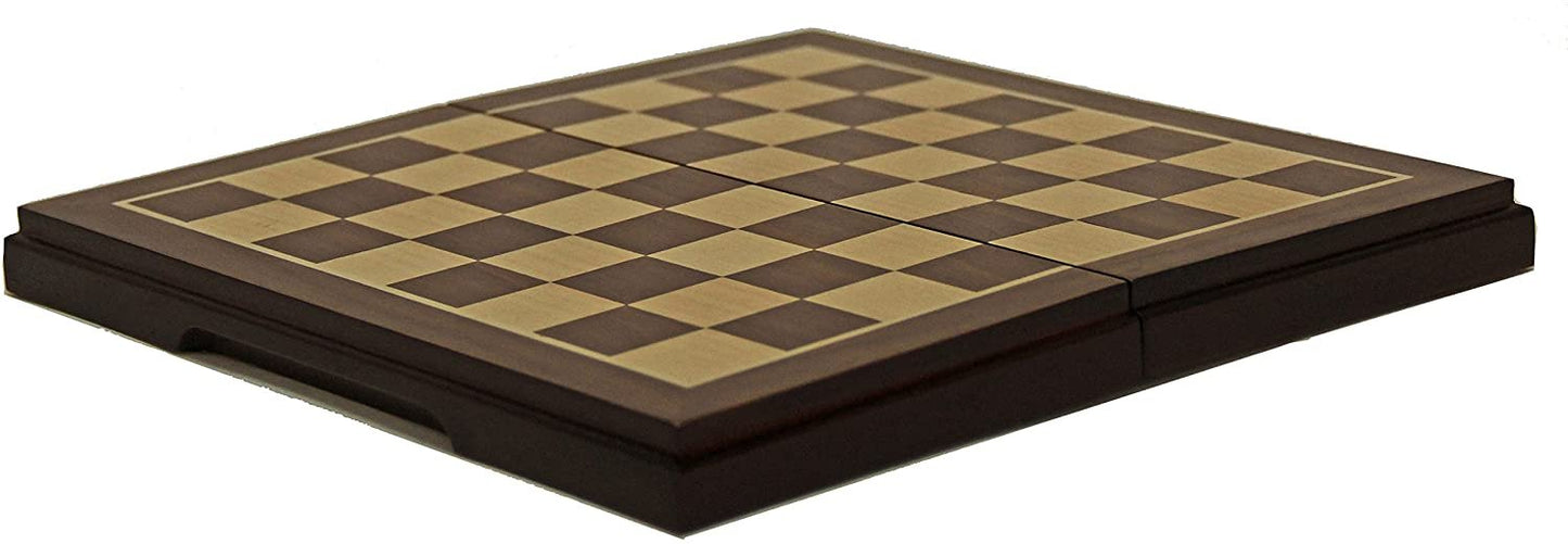 WE Games Magnetic Folding Chess & Checkers Set - Walnut Wood Finish - 8 inch for travel