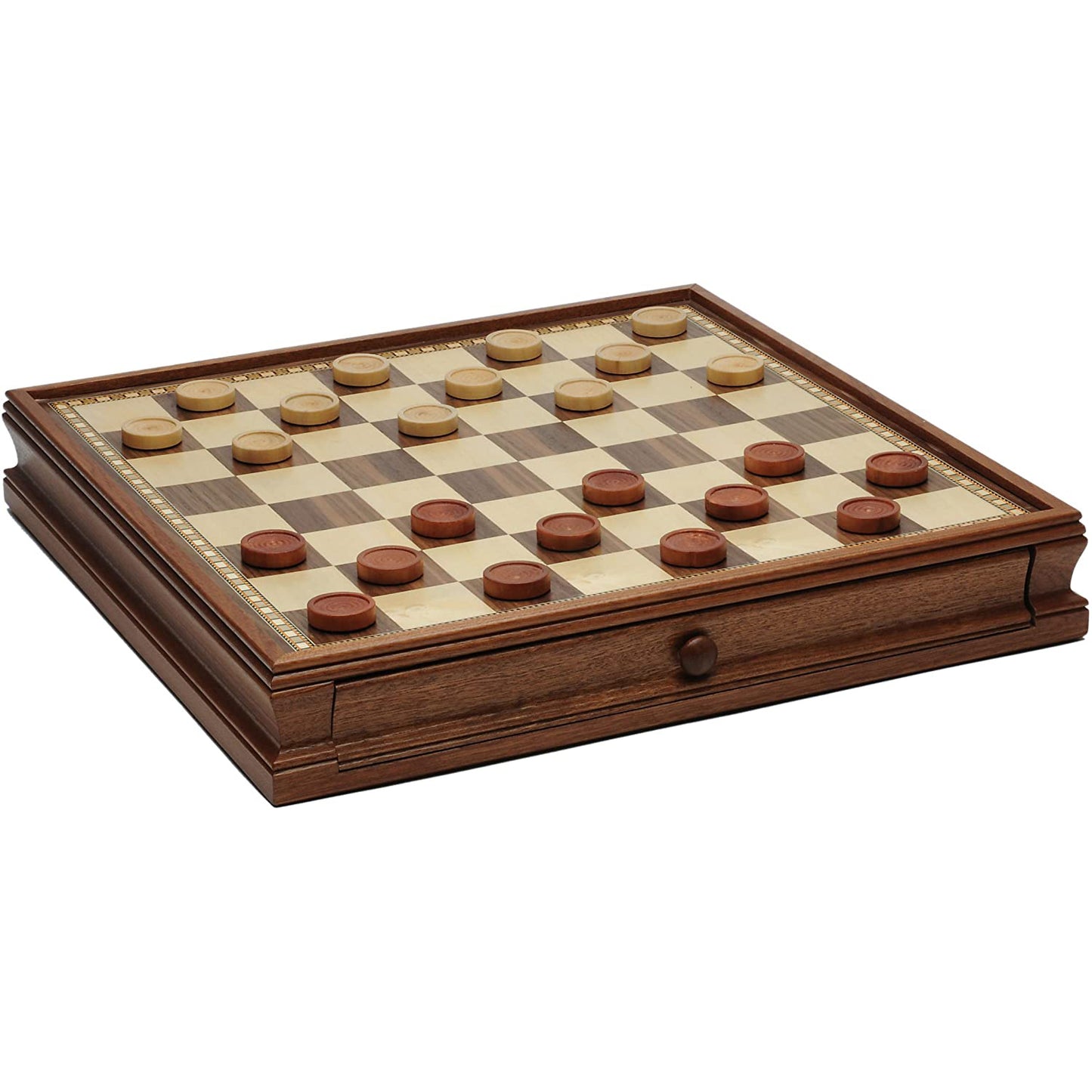 WE Games French Staunton Wood Chess & Checkers Set, 15 inch Board with Storage