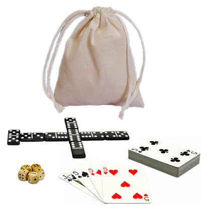 WE Games Mini Double 6 Dominoes, Dice and Card Travel Game