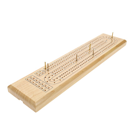 WE Games Classic Cribbage Set - Solid Wood Continuous 2 Track Board with Metal Pegs
