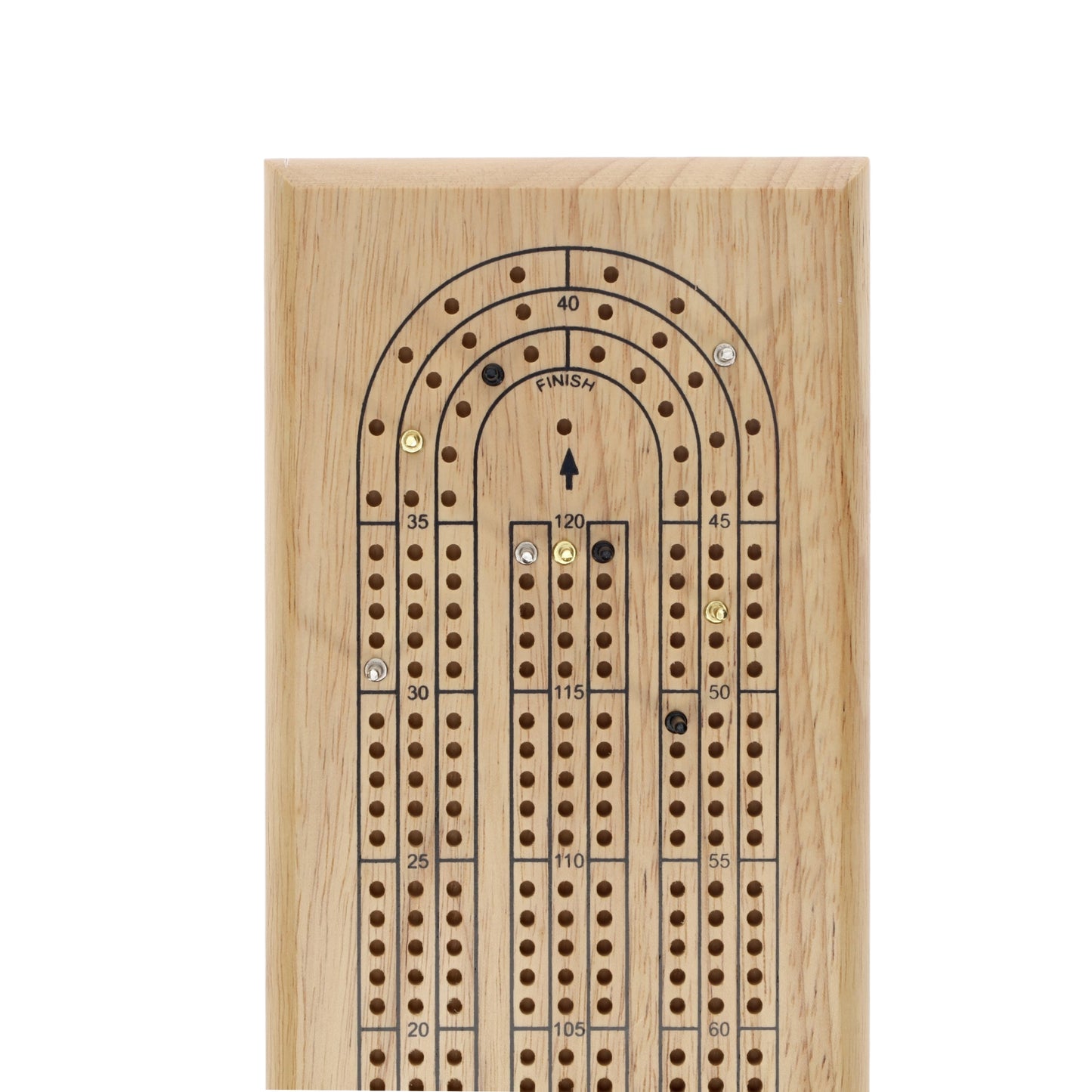 WE Games Classic Cribbage Set - Solid Wood Continuous 3 Track Board with Metal Pegs