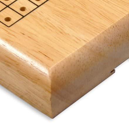 WE Games Classic Cribbage Set - Solid Wood Continuous 3 Track Board with Metal Pegs