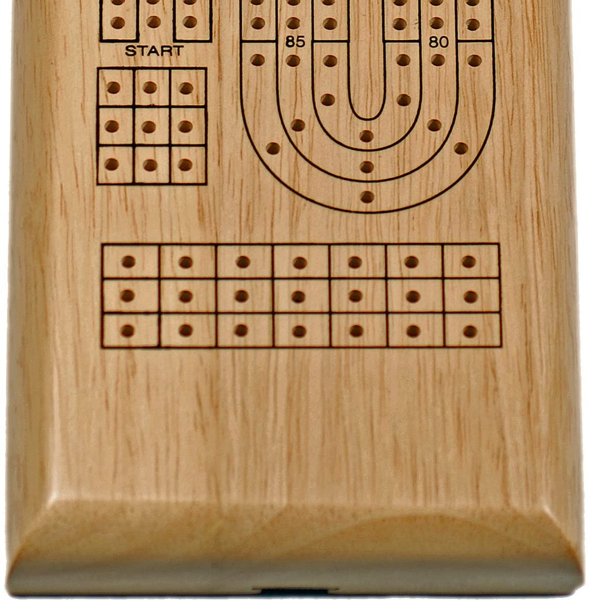 WE Games Classic Cribbage Set - Solid Wood Continuous 3 Track Board with Metal Pegs