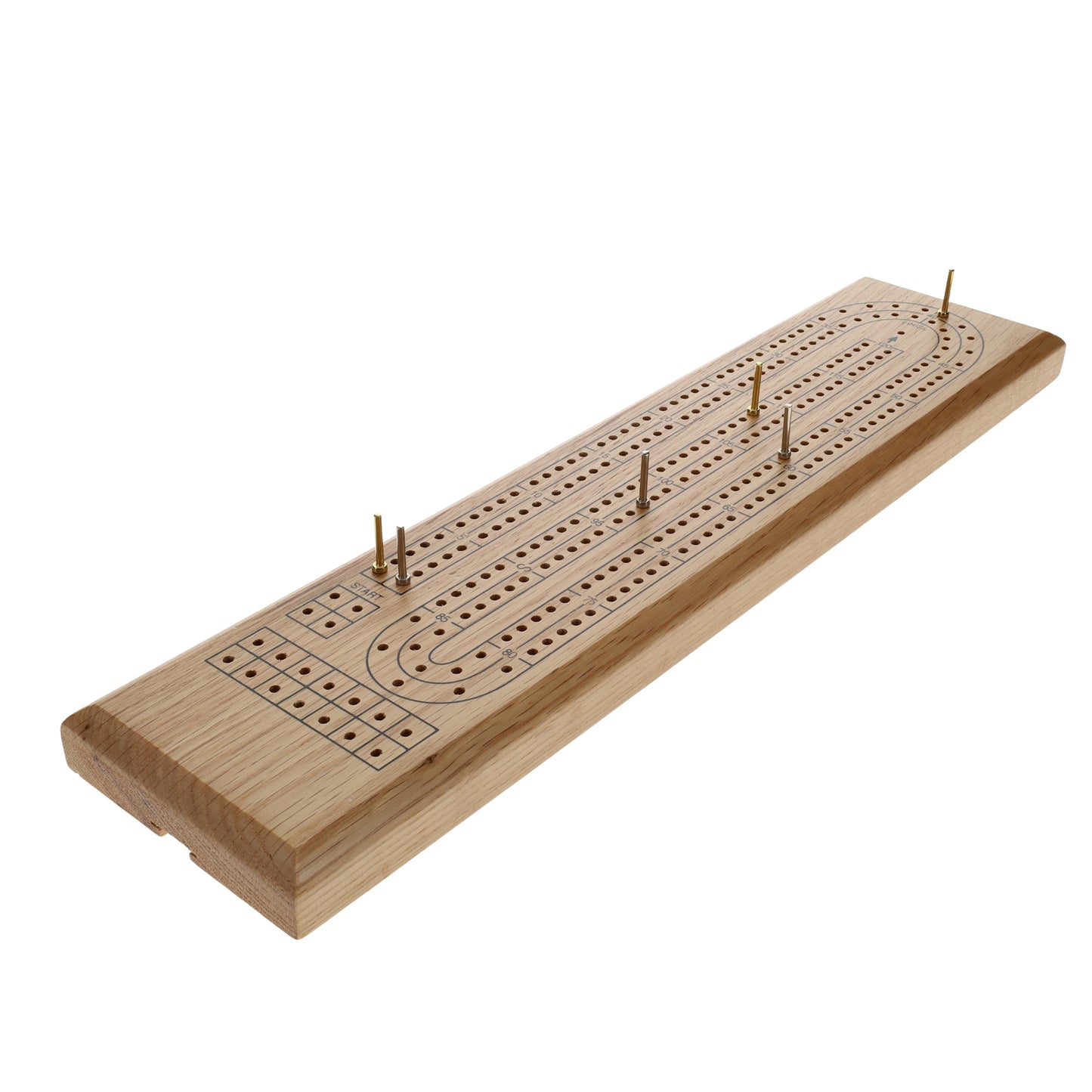 WE Games Classic Cribbage Set - Solid Wood Continuous 2 Track Board with Metal Pegs