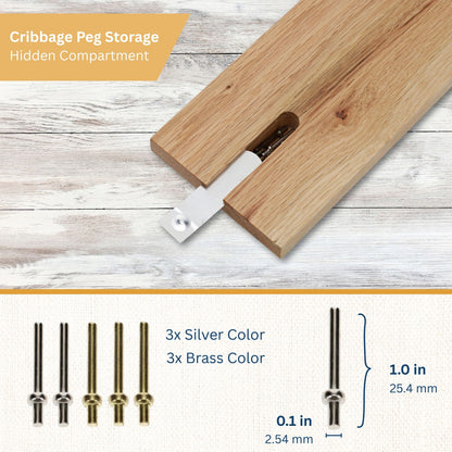 WE Games Classic Cribbage Set - Solid Wood Continuous 2 Track Board with Metal Pegs