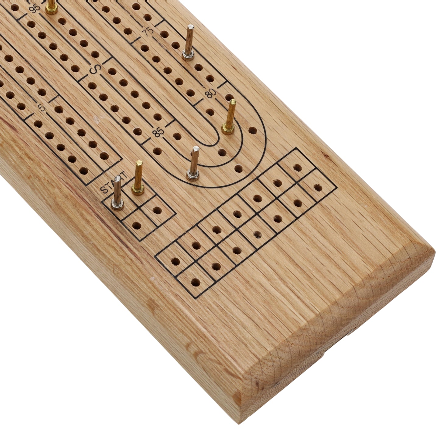 WE Games Classic Cribbage Set - Solid Wood Continuous 2 Track Board with Metal Pegs