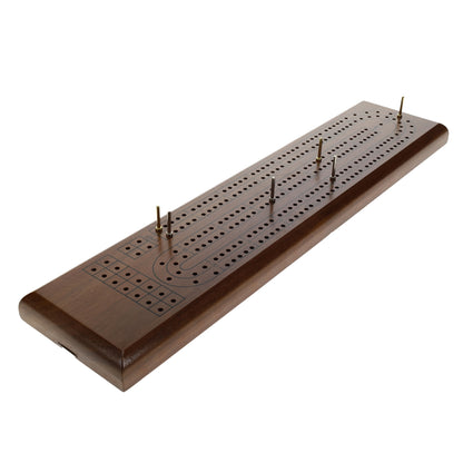 WE Games Classic Cribbage Set - Solid Wood Continuous 2 Track Board with Metal Pegs