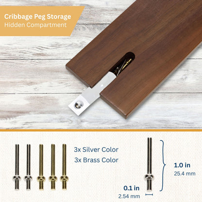 WE Games Classic Cribbage Set - Solid Wood Continuous 2 Track Board with Metal Pegs