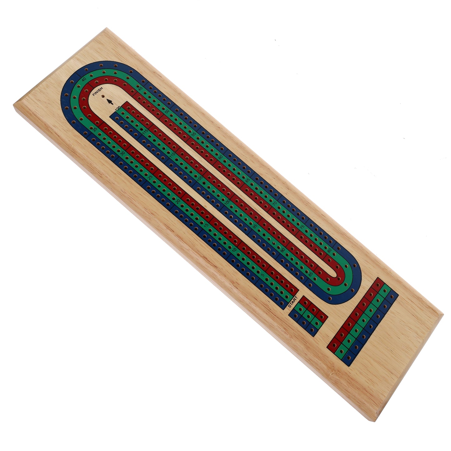 WE Games Classic Cribbage Set - Solid Wood TriColor Continuous 3 Track Board with Metal Pegs