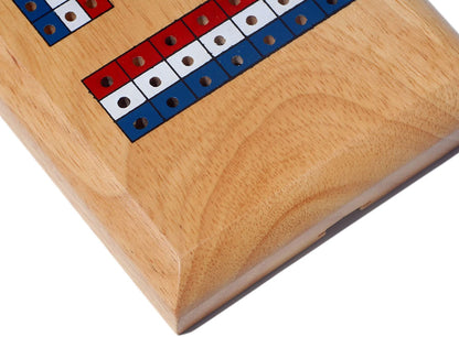 WE Games Classic Cribbage Set - Solid Wood TriColor Continuous 3 Track Board with Metal Pegs