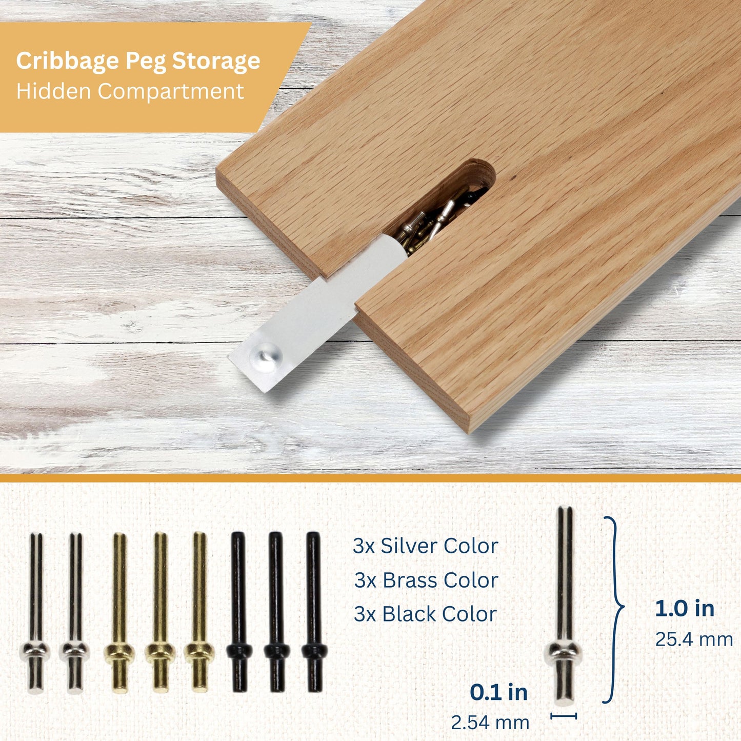WE Games Classic Cribbage Set - Solid Wood Continuous 3 Track Board with Metal Pegs