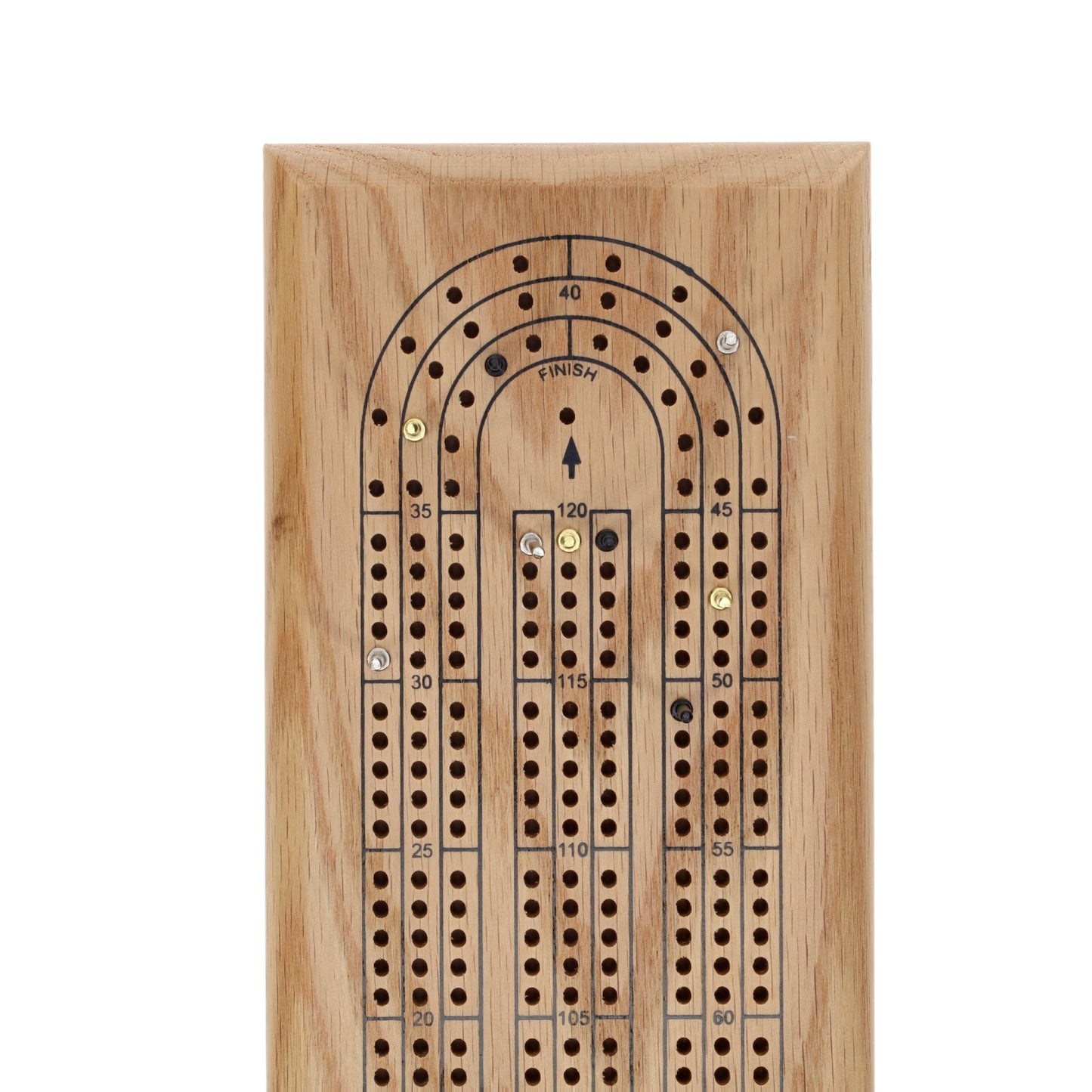 WE Games Classic Cribbage Set - Solid Wood Continuous 3 Track Board with Metal Pegs
