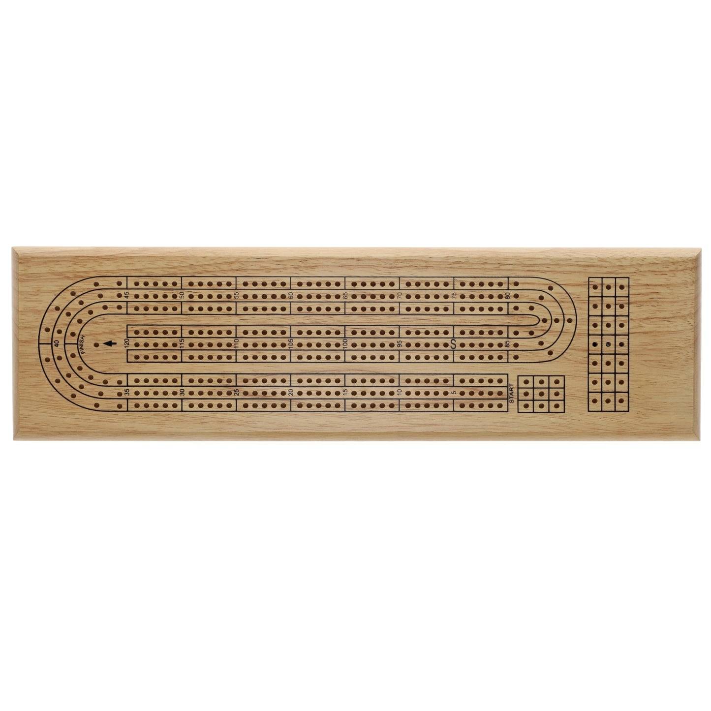 WE Games Classic Cribbage Set - Solid Wood Continuous 3 Track Board with Metal Pegs