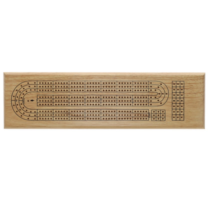 WE Games Classic Cribbage Set - Solid Wood Continuous 3 Track Board with Metal Pegs