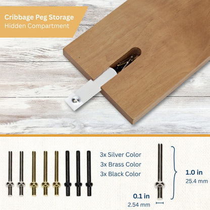 WE Games Classic Cribbage Set - Solid Wood Continuous 3 Track Board with Metal Pegs