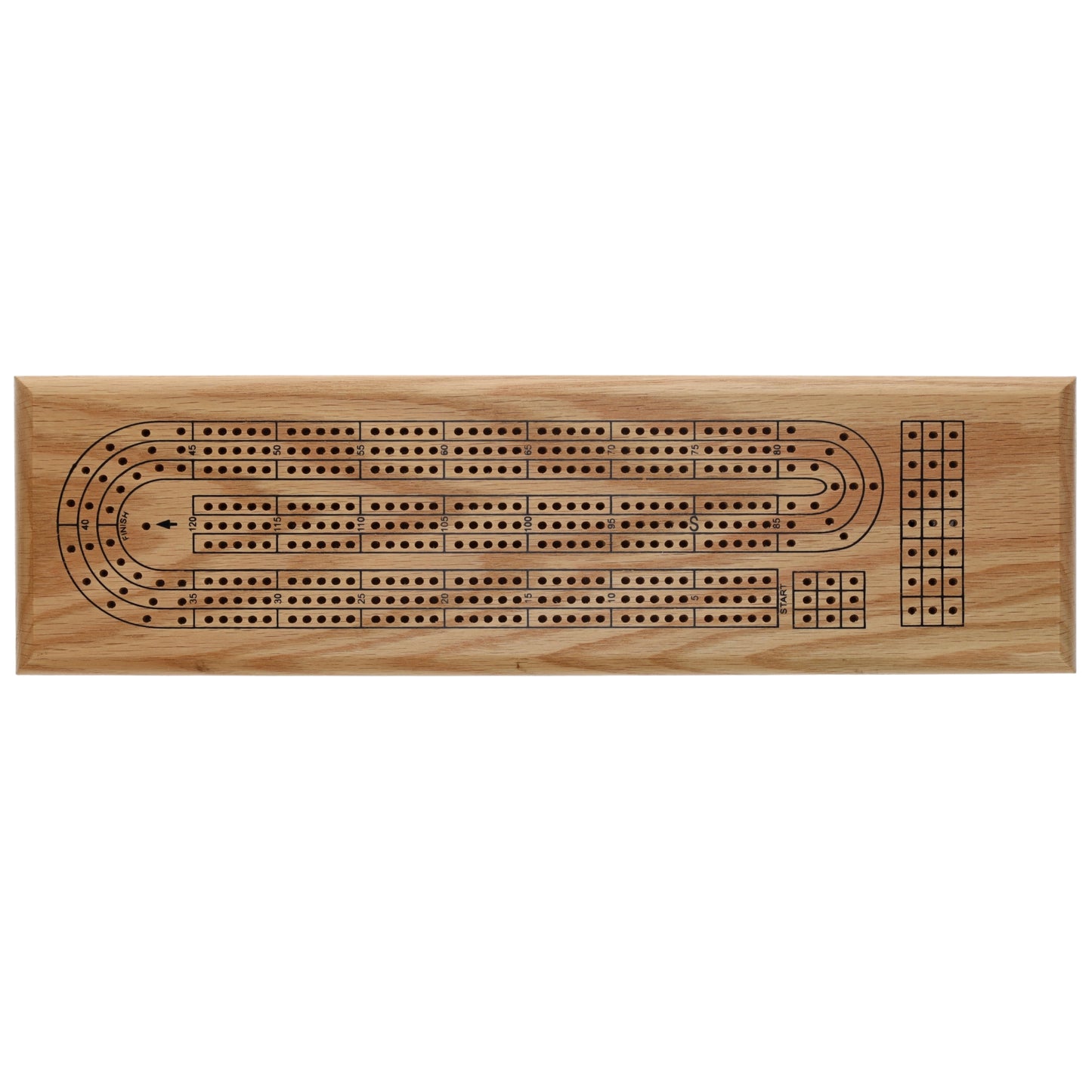 WE Games Classic Cribbage Set - Solid Wood Continuous 3 Track Board with Metal Pegs