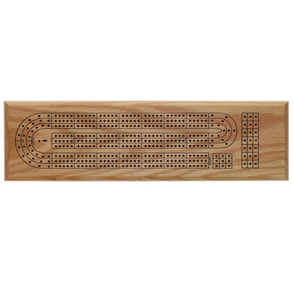 WE Games Classic Cribbage Set - Solid Wood Continuous 3 Track Board with Metal Pegs