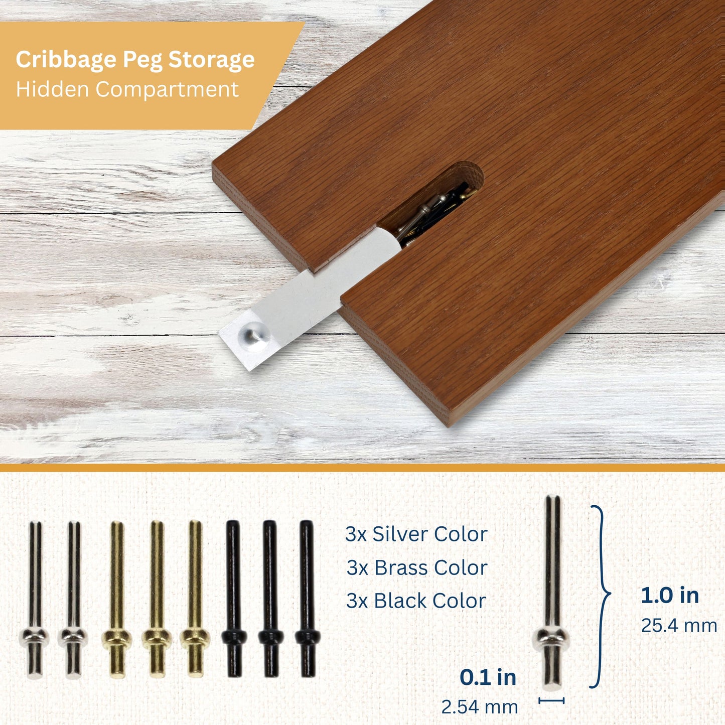 WE Games Classic Cribbage Set - Solid Wood Continuous 3 Track Board with Metal Pegs