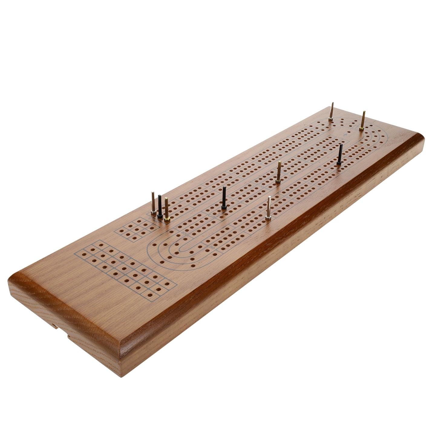 WE Games Classic Cribbage Set - Solid Wood Continuous 3 Track Board with Metal Pegs