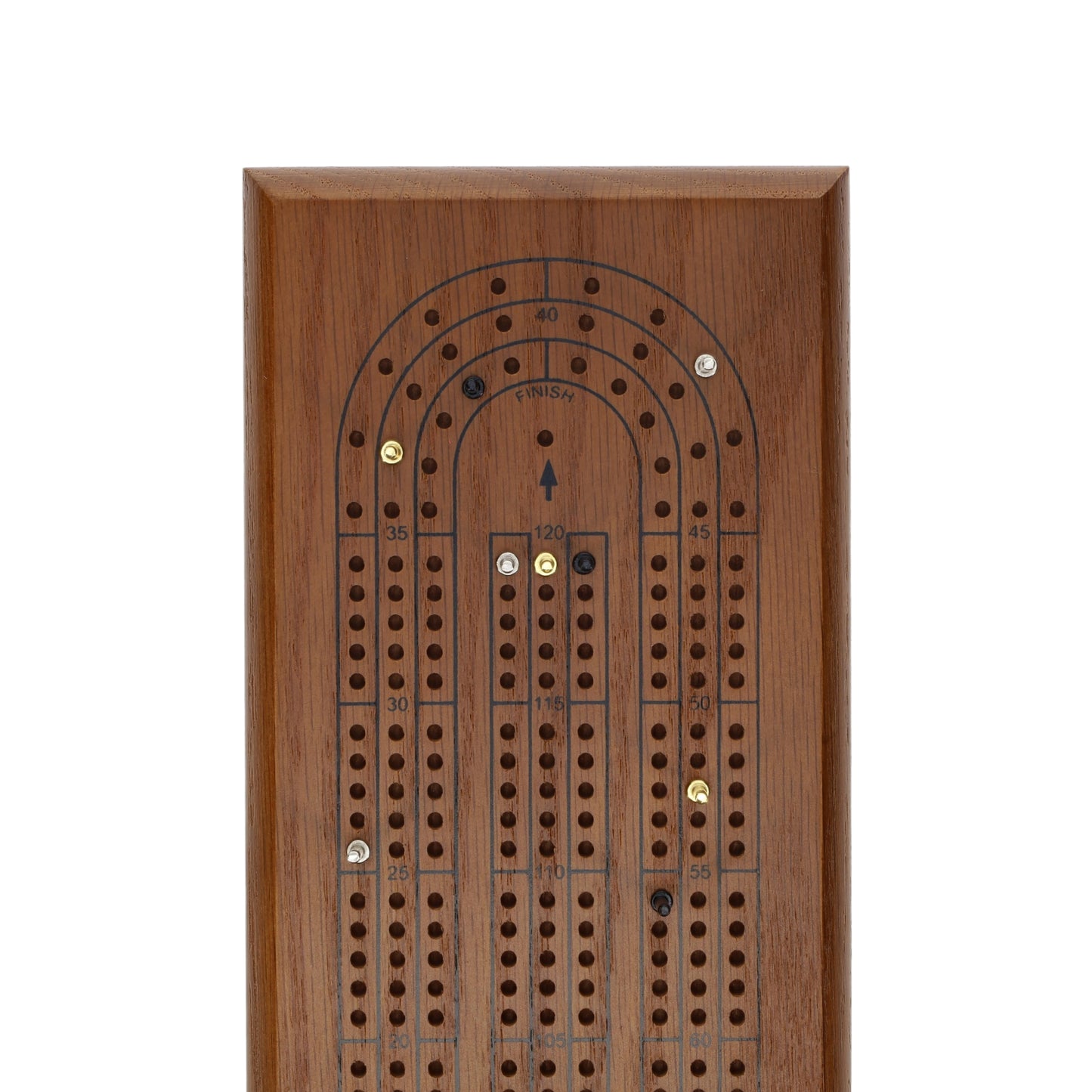 WE Games Classic Cribbage Set - Solid Wood Continuous 3 Track Board with Metal Pegs