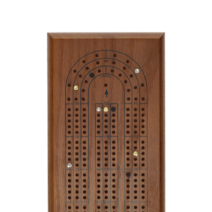 WE Games Classic Cribbage Set - Solid Wood Continuous 3 Track Board with Metal Pegs
