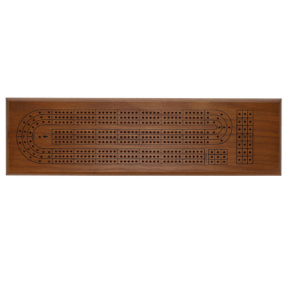 WE Games Classic Cribbage Set - Solid Wood Continuous 3 Track Board with Metal Pegs