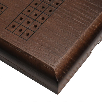 WE Games Classic Cribbage Set - Solid Wood Continuous 3 Track Board with Metal Pegs