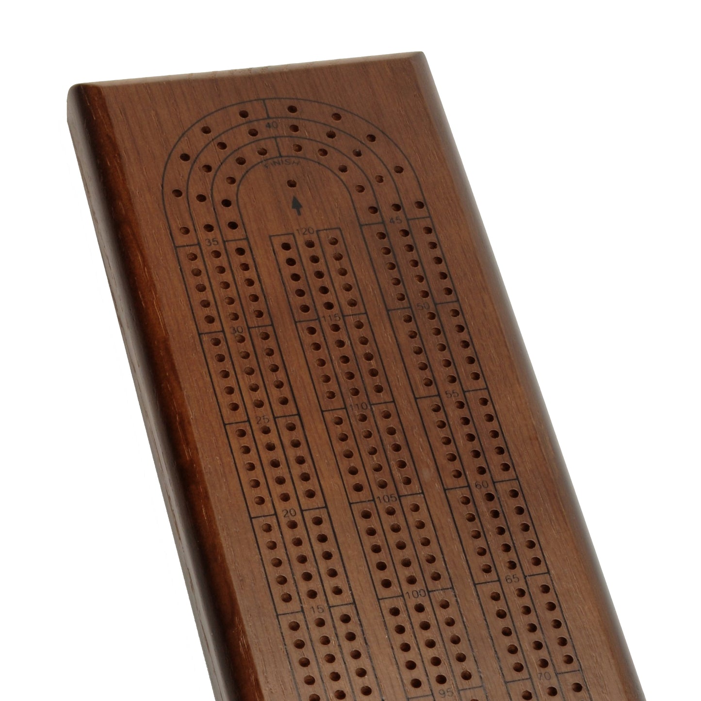 WE Games Classic Cribbage Set - Solid Wood Continuous 3 Track Board with Metal Pegs