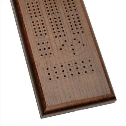 WE Games Classic Cribbage Set - Solid Wood Continuous 3 Track Board with Metal Pegs