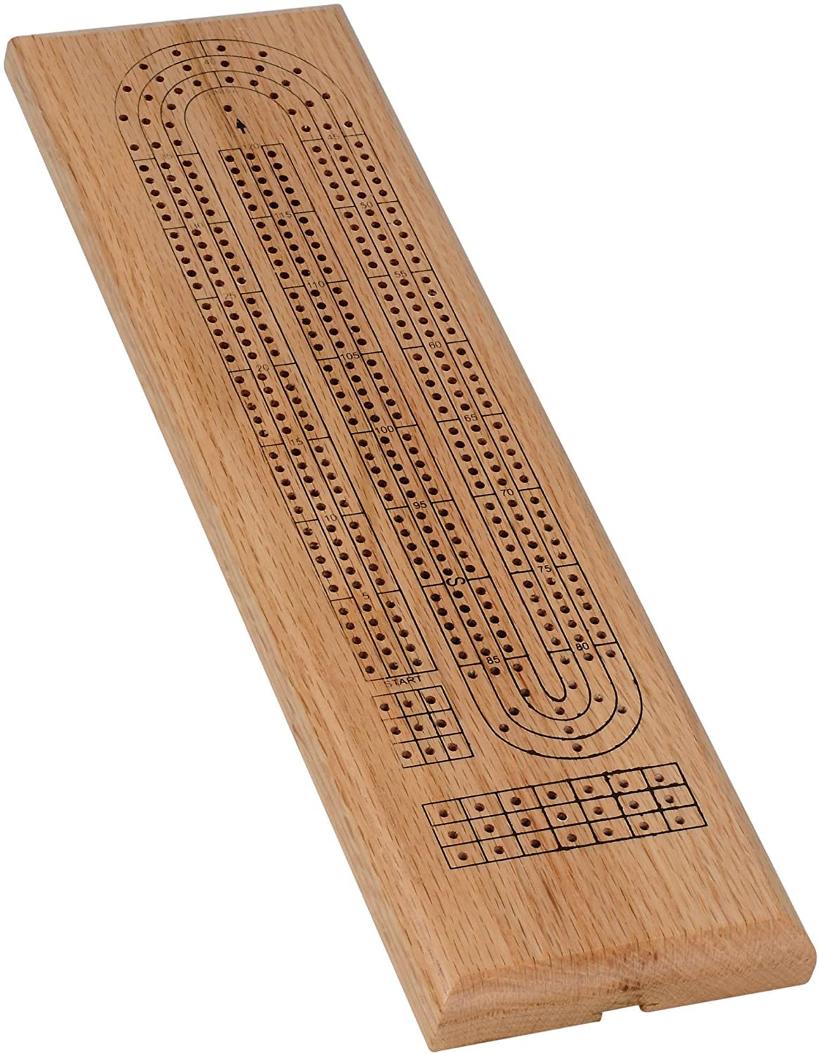 WE Games Deluxe Cribbage Set - Solid Wood Continuous 3 Track Board with Easy Grip Pegs, Deck of Cards & Canvas Storage Bag