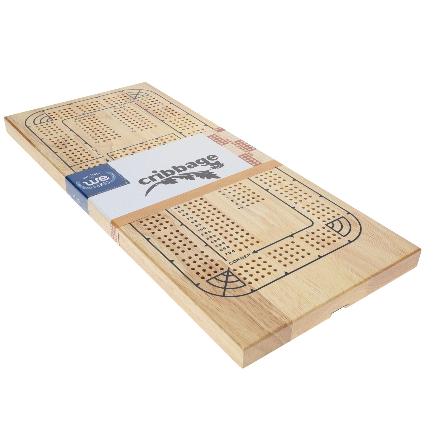 WE Games Classic Solid Wood, 4 Track Cribbage Board