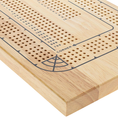 WE Games Classic Solid Wood, 4 Track Cribbage Board