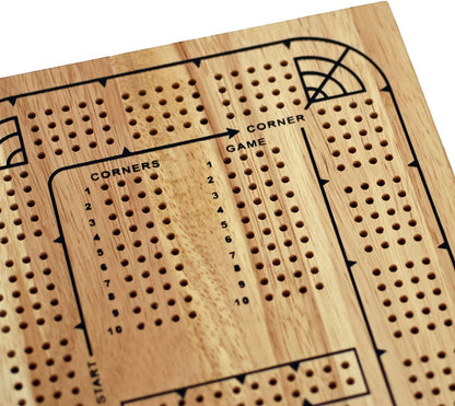 WE Games Classic Solid Wood, 4 Track Cribbage Board