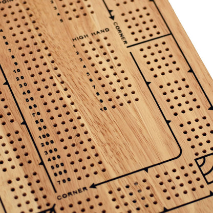 WE Games Classic Solid Wood, 4 Track Cribbage Board