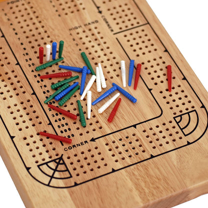 WE Games Classic Solid Wood, 4 Track Cribbage Board