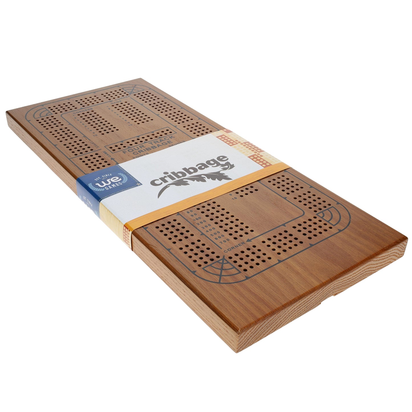 WE Games Classic Solid Wood, 4 Track Cribbage Board