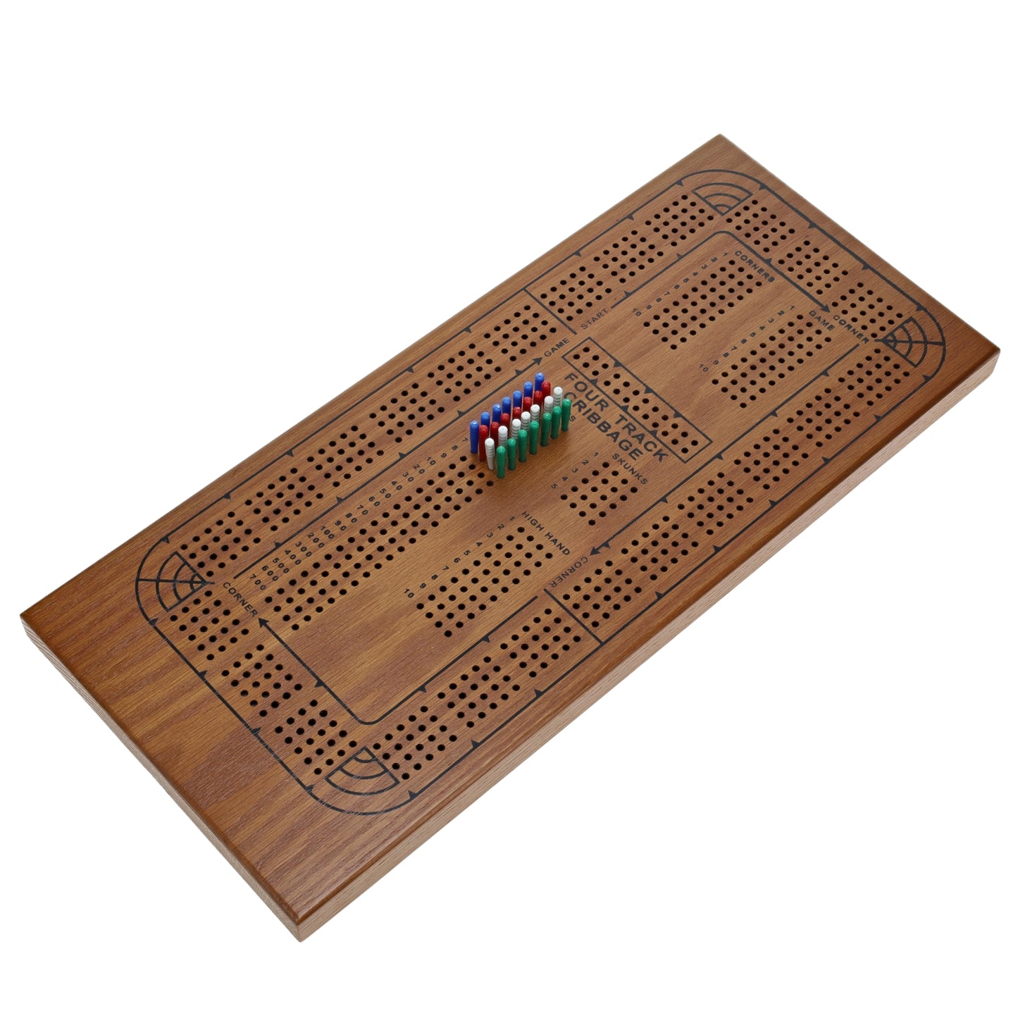 WE Games Classic Solid Wood, 4 Track Cribbage Board