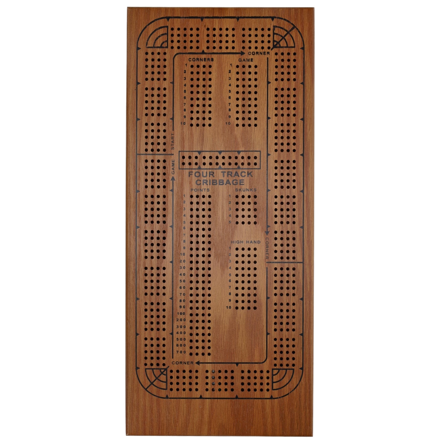 WE Games Classic Solid Wood, 4 Track Cribbage Board