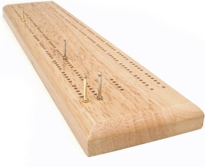 WE Games Competition Cribbage Game - Solid Wood Sprint 2 Track Board with Metal Pegs