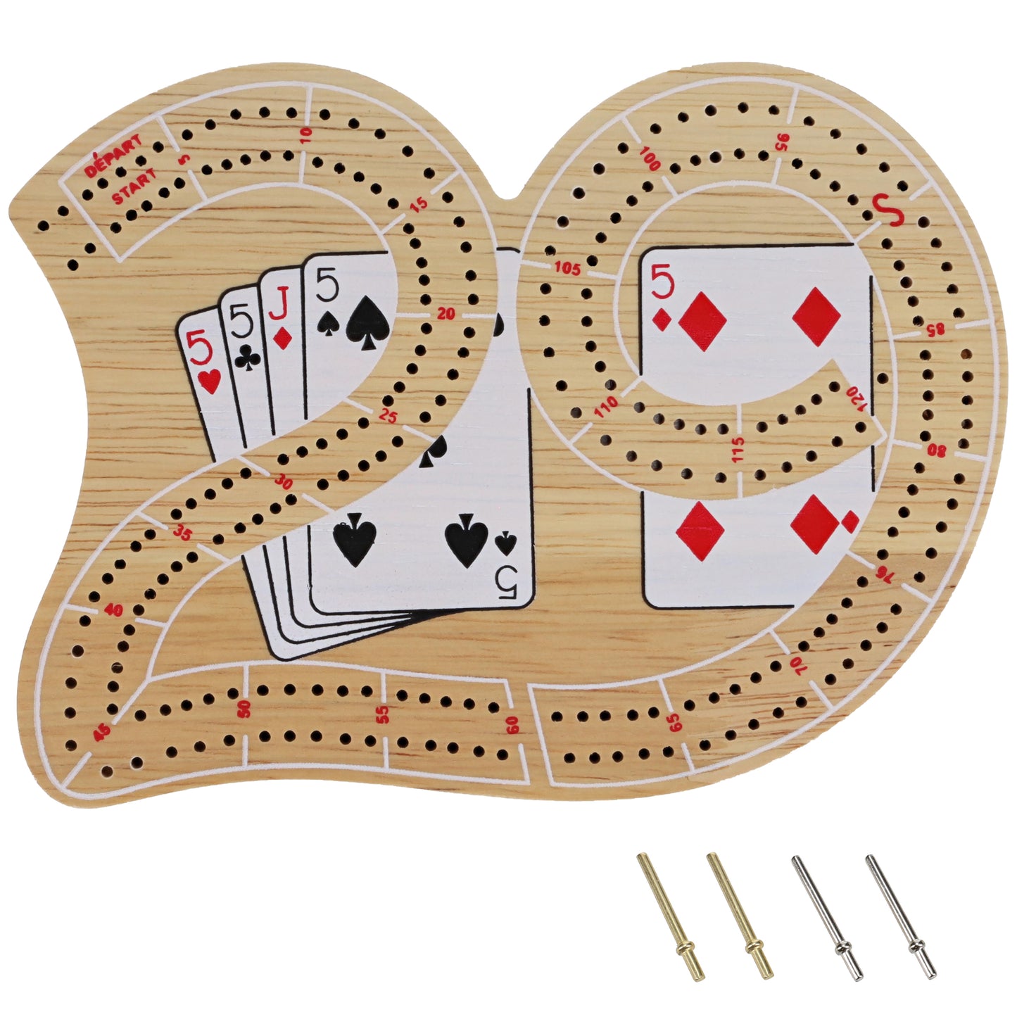 WE Games 29 Cribbage Set - Solid Wood  Board with Metal Pegs