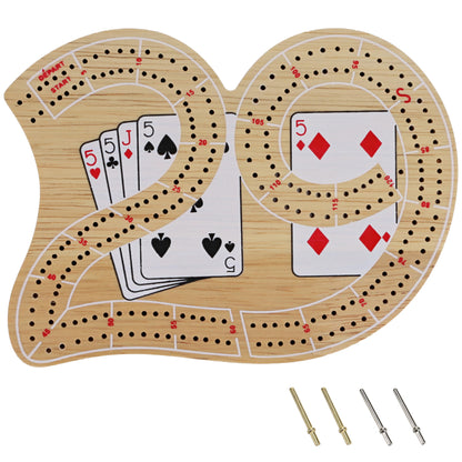 WE Games 29 Cribbage Set - Solid Wood  Board with Metal Pegs