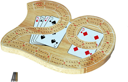 WE Games 29 Cribbage Set - Solid Wood  Board with Metal Pegs