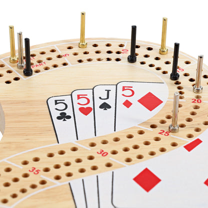WE Games 29 Cribbage Set - Solid Wood  Board with Metal Pegs