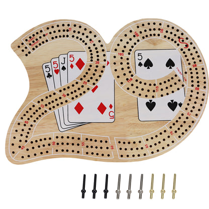 WE Games 29 Cribbage Set - Solid Wood  Board with Metal Pegs